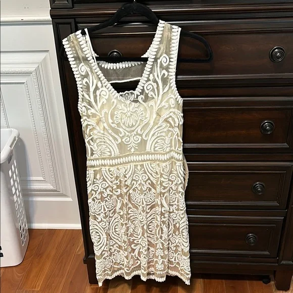 Elegant Cream Lace Dress - Picture 3 of 10
